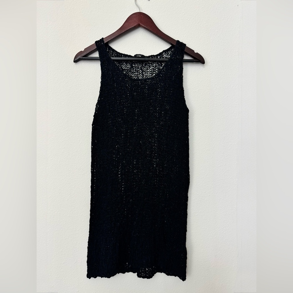 COS Black Cotton Crochet Dress - Beach Cover Up - Size S